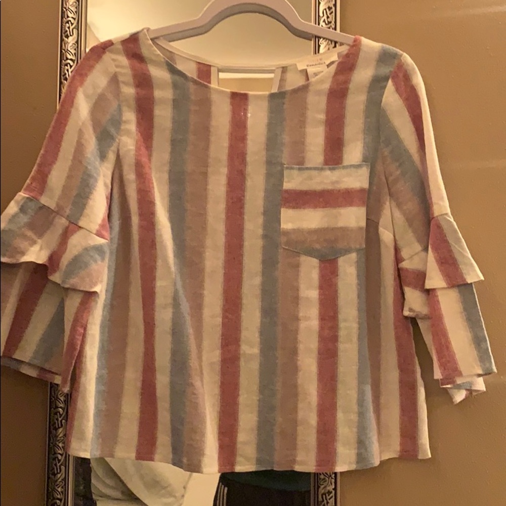 Bell Sleeve Striped Top